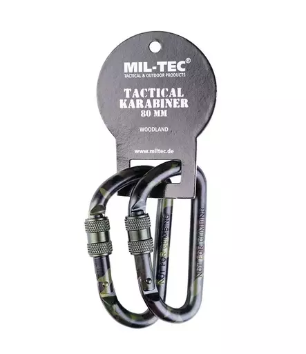 Aluminum Carabiner 80 mm (2 pcs/pkg), Woodland, by Mil-Tec - Climbing and Carabiners - 15922080 - 2