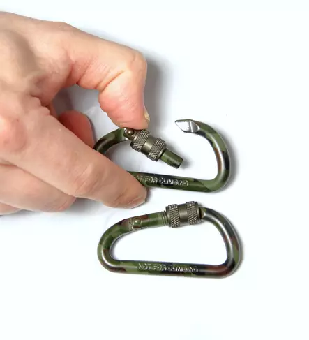 Aluminum Carabiner 60 mm, 2 pcs/pack, Woodland, Mil-Tec - Climbing and Carabiners - 15922060 - 2